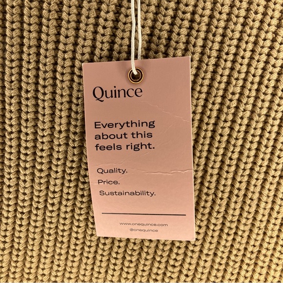 NWT QUINCE 100% Organic Cotton Fisherman Crew Sweater Camel Tan XS - Picture 5 of 6